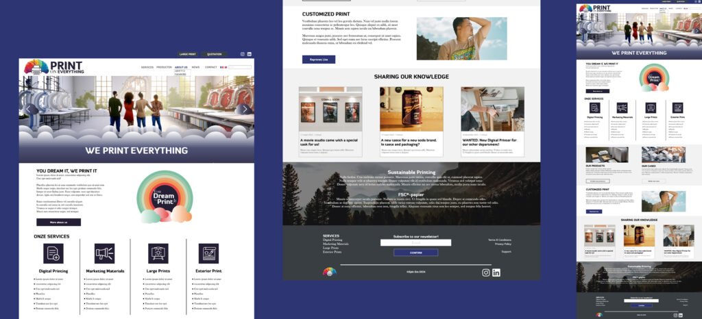 An altered version of a web design for a digital print company I made of the Home page